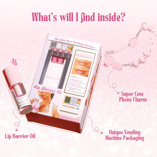 Peptide Infused Lip Barrier Oil in our Unique Vending Machine + Free Phone Charm